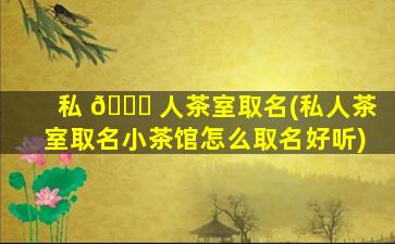 私 🐛 人茶室取名(私人茶室取名小茶馆怎么取名好听)